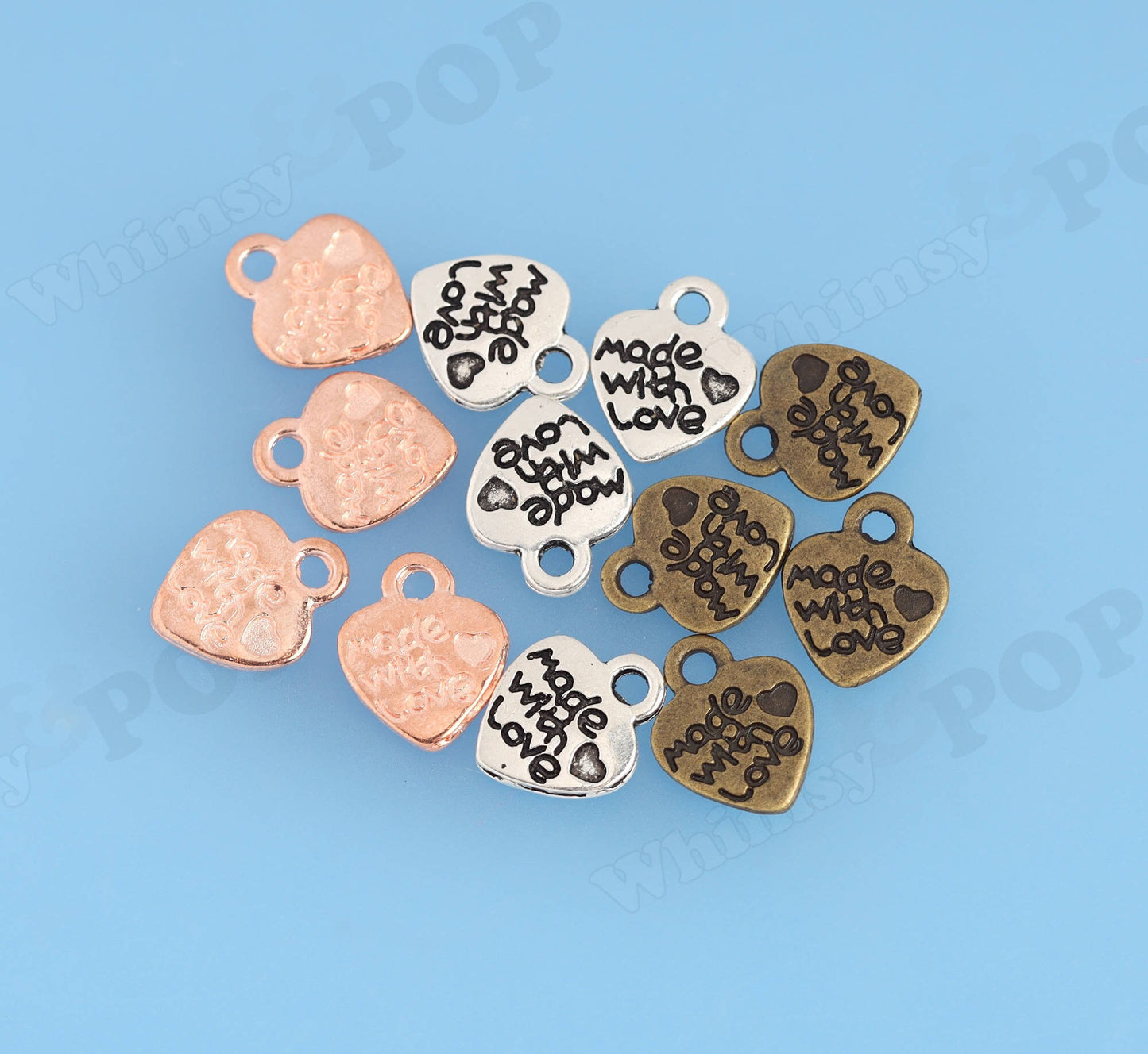 Heart Charms, Made With LOVE Heart Shaped Gift Tag Charms