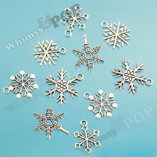 Snowflake Charms, Silver Christmas Winter Charms