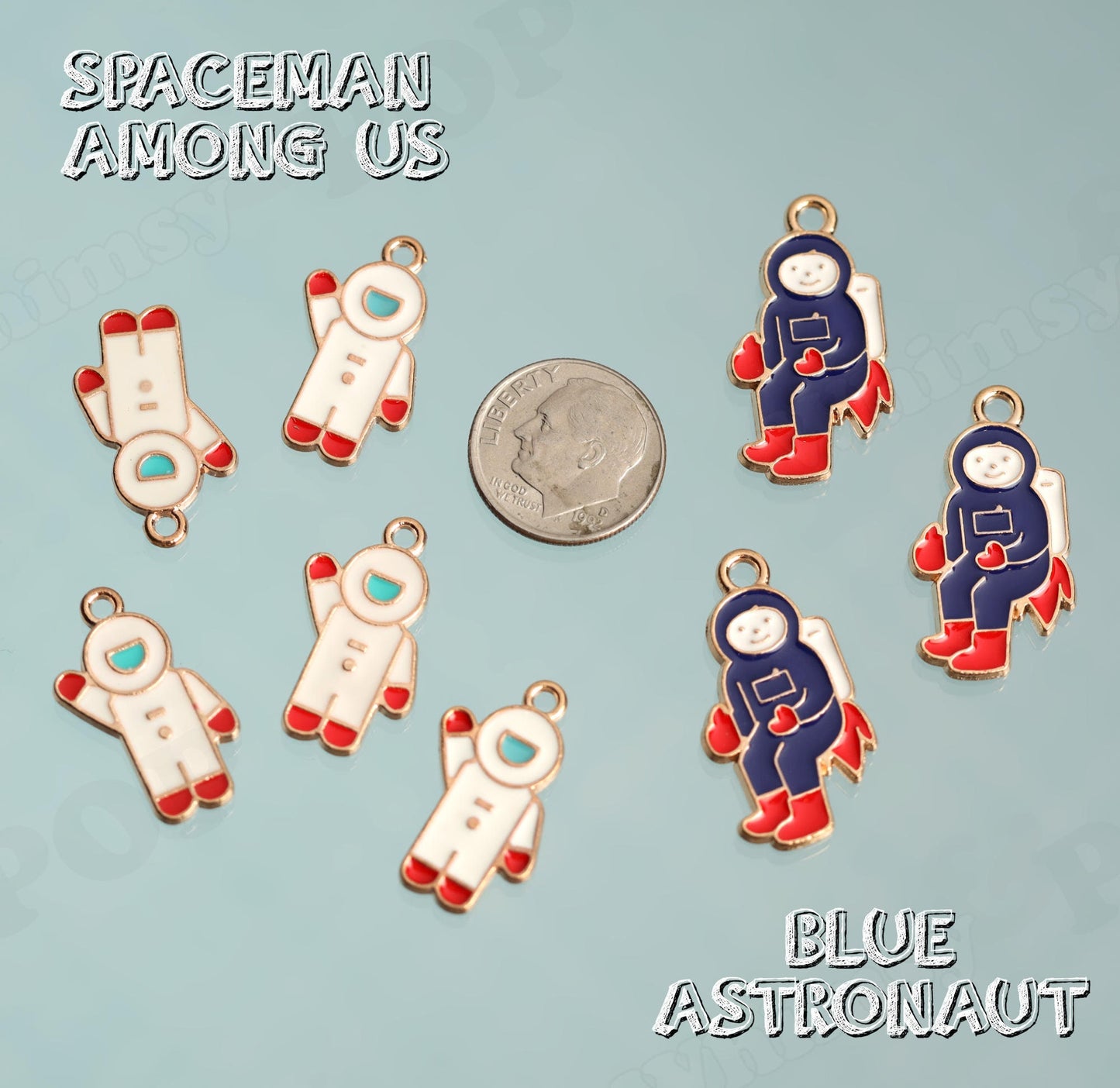 Retro Astronaut Charms and Space Rocket Charms