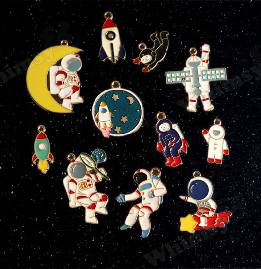 Retro Astronaut Charms and Space Rocket Charms