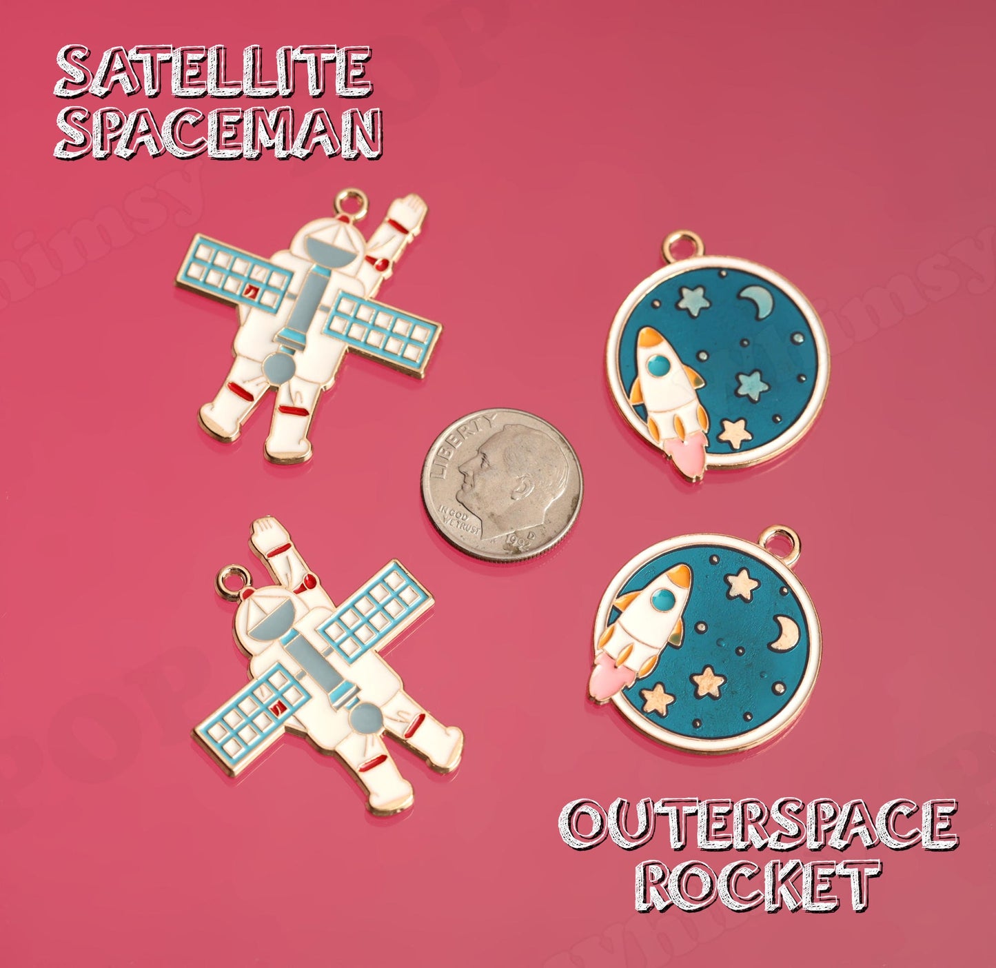 Retro Astronaut Charms and Space Rocket Charms