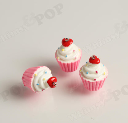 Cupcake Charms, Sweet Sprinkled Cupcake Resin Pendants