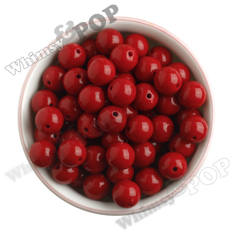 RED 16mm Solid Gumball Beads - WhimsyandPOP