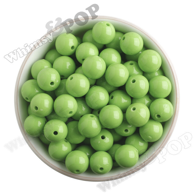 LIME GREEN 16mm Solid Gumball Beads - WhimsyandPOP