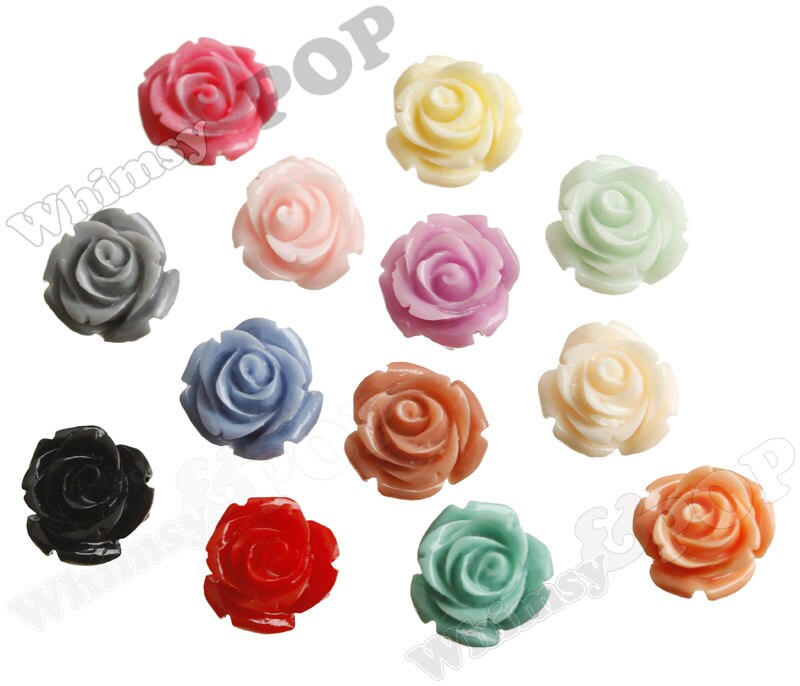 15MM Open Bud Rose Cabochons