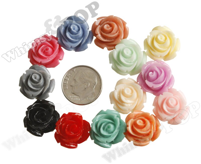 15MM Open Bud Rose Cabochons