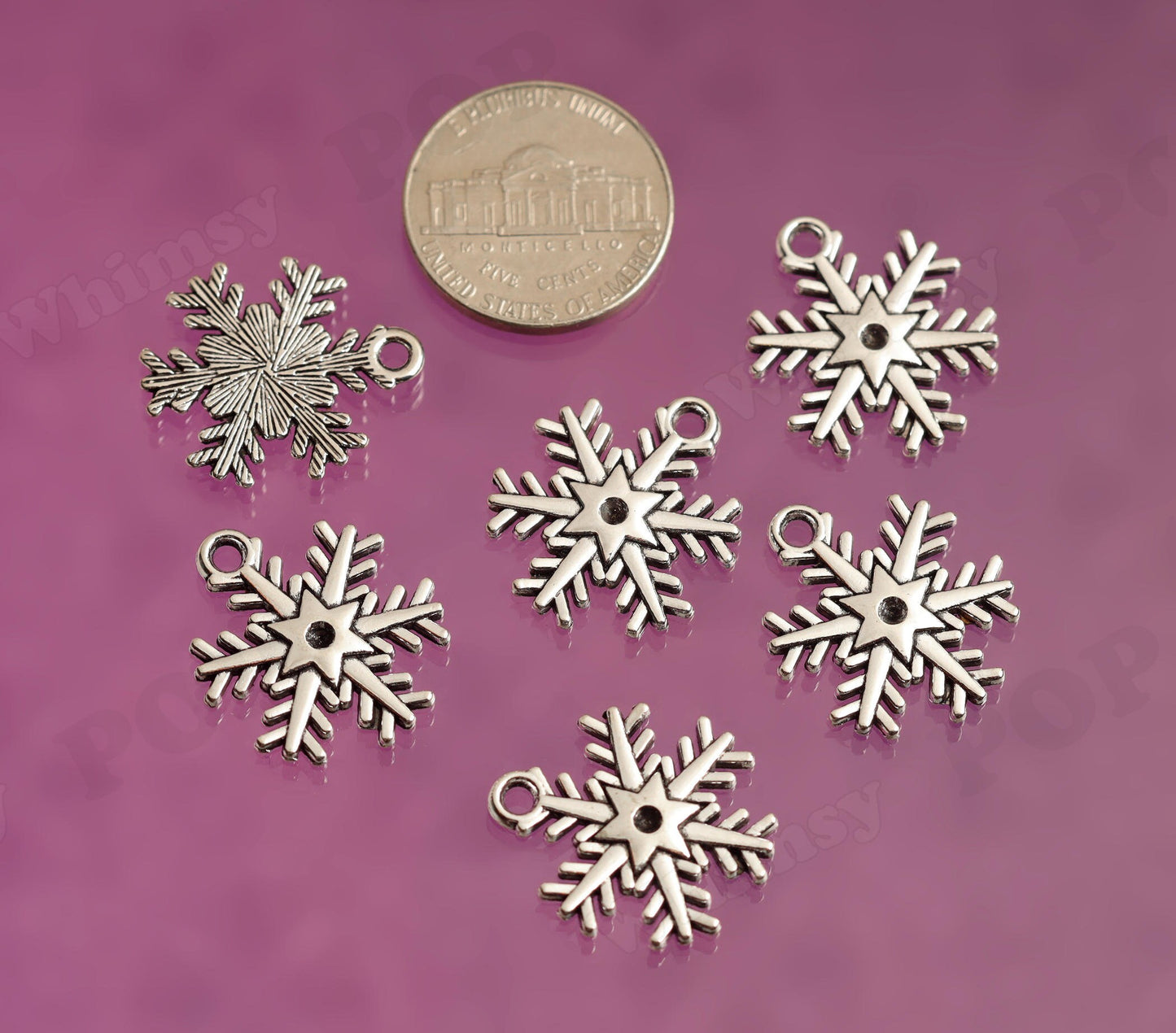 Snowflake Charms, Silver Christmas Winter Charms