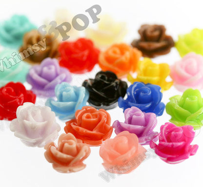 MIXED Color 10mm Rose Flower Cabochons - WhimsyandPOP
