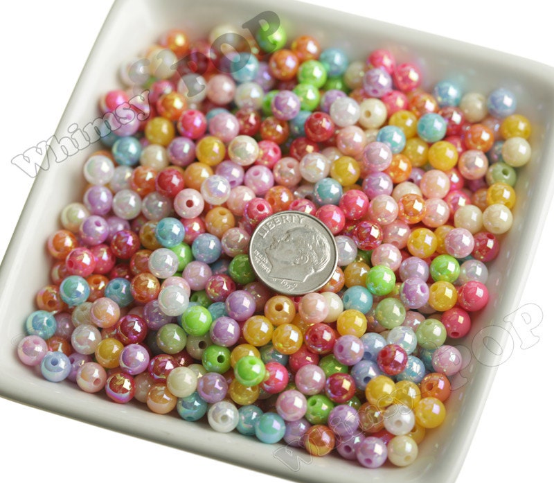 6mm Beads - AB Colorful Acrylic Round Spacer Beads