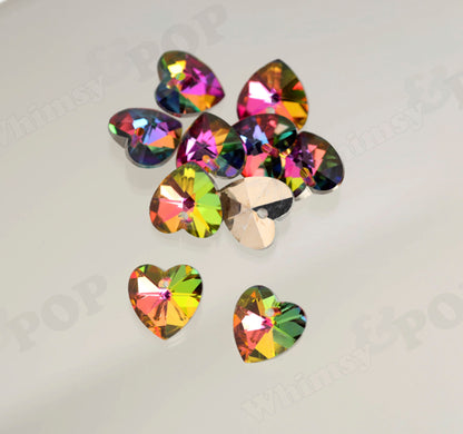 Red Heart Multi-Faceted Glass Crystal Beads, Glass Heart Beads, Glass Beads, Glass Heart Charms, 10mm - 14mm Heart Beads, Charm Beads