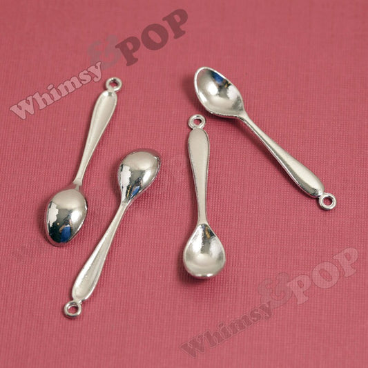 Large Silver Spoons Pendant Charms, 55mm x 11mm (R8-085)