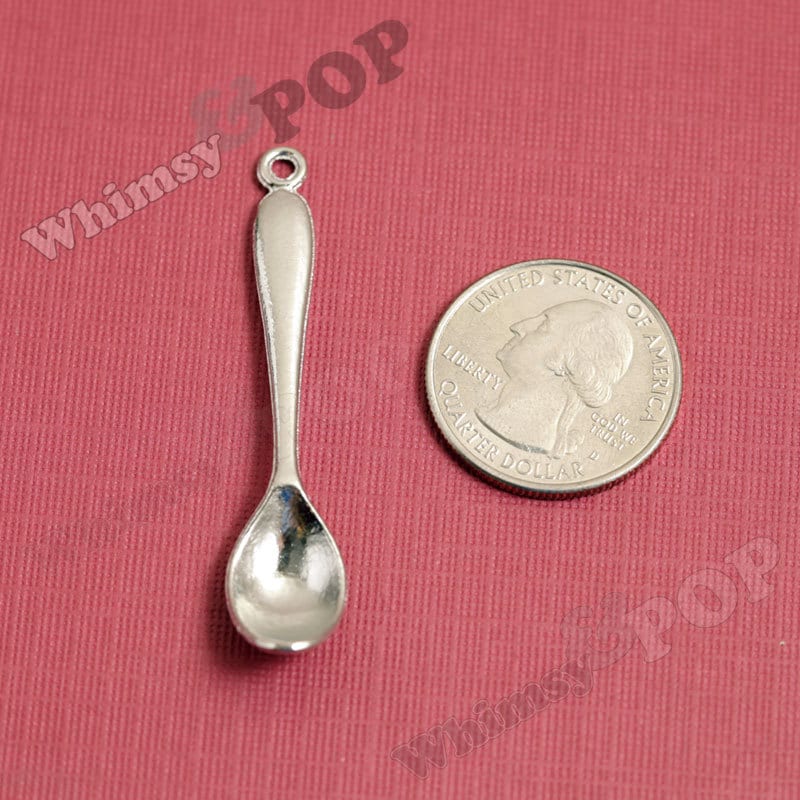 Large Silver Spoons Pendant Charms, 55mm x 11mm (R8-085)