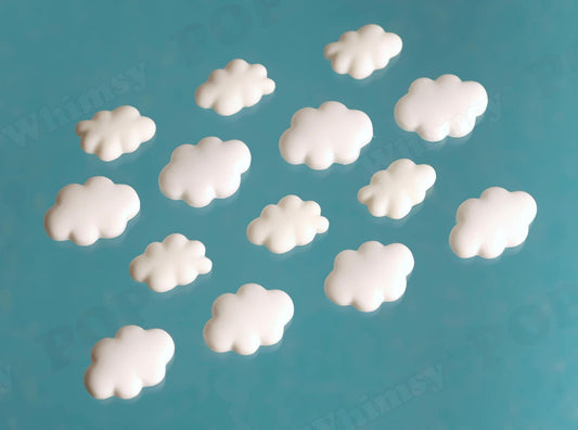 Soft Kawaii Resin Cloud Cabochons, Cloud Cabochon, Fluffy Cloud Decoden, Sky Cabochons, 25mm x 18mm  (R6-072)