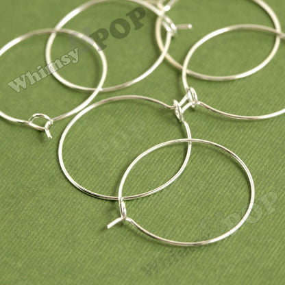 100 - Silver or Gold Wine Glass Charm Rings / Earring Hoops Blanks and Findings, 25mm