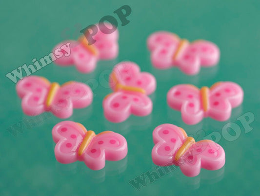 5 - Kawaii Pink Butterfly Flatback Cabochons, Butterfly Cabochons, 13mm x 22mm (R5-097)