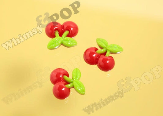 Red Maraschino Cherry Resin Flatback Cabochons, Cherry Cabochon, 21mm x 20mm (R8-093)