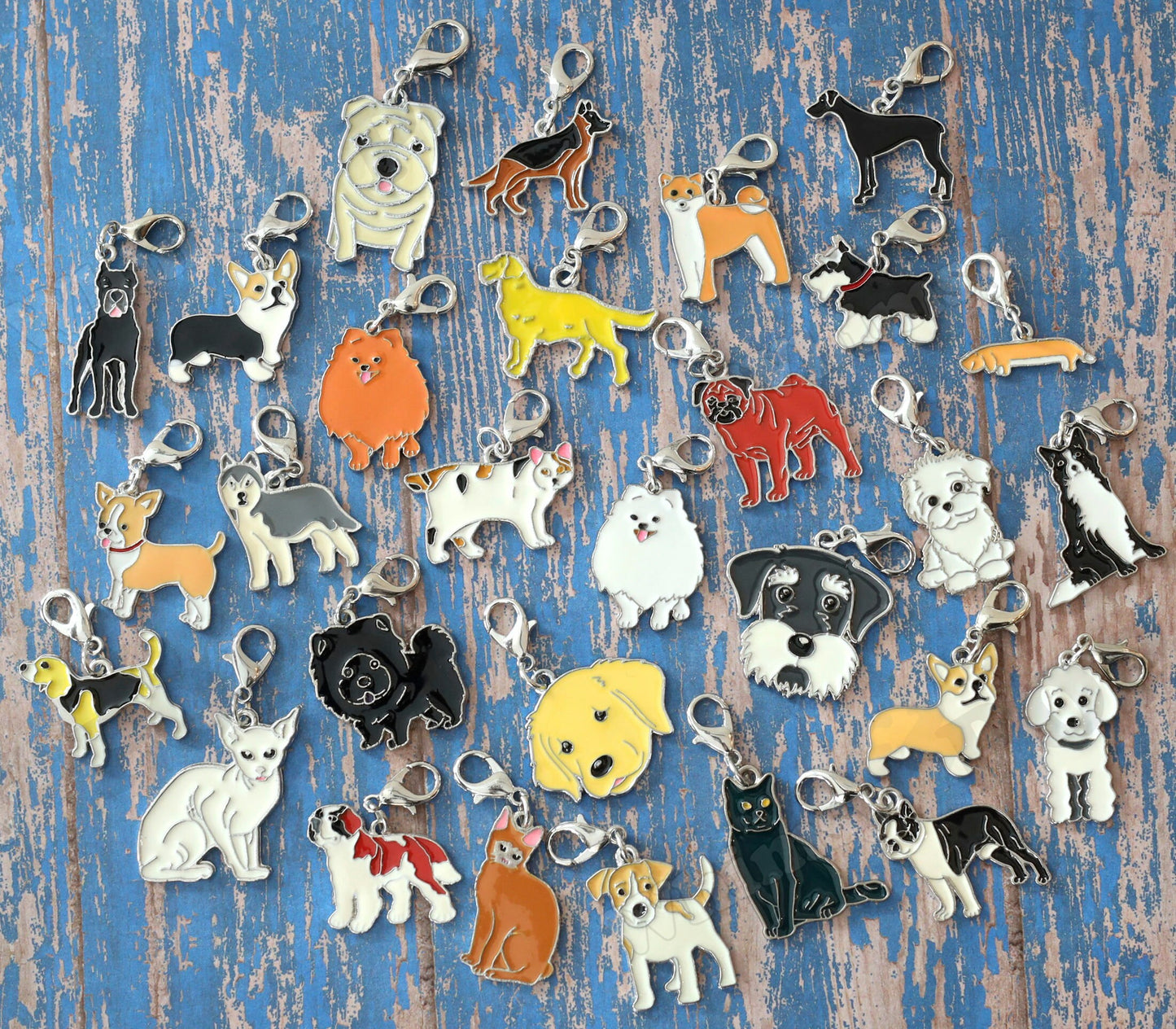 Dog Charms - Welsh Corgi, Beagle, Saint Bernard, Bull Terrier Pet Collar Charm