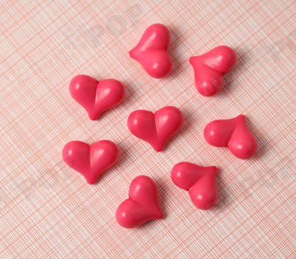 Heart Beads, Opaque Acrylic Beads, Valentine's Day Beads, Pink Beads, Red Beads, White Beads, 22mm Heart Beads, Hot Pink Heart Beads