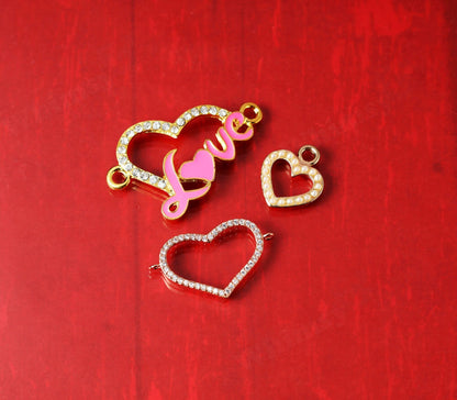 Rose Gold Plated Heart Connector Charm