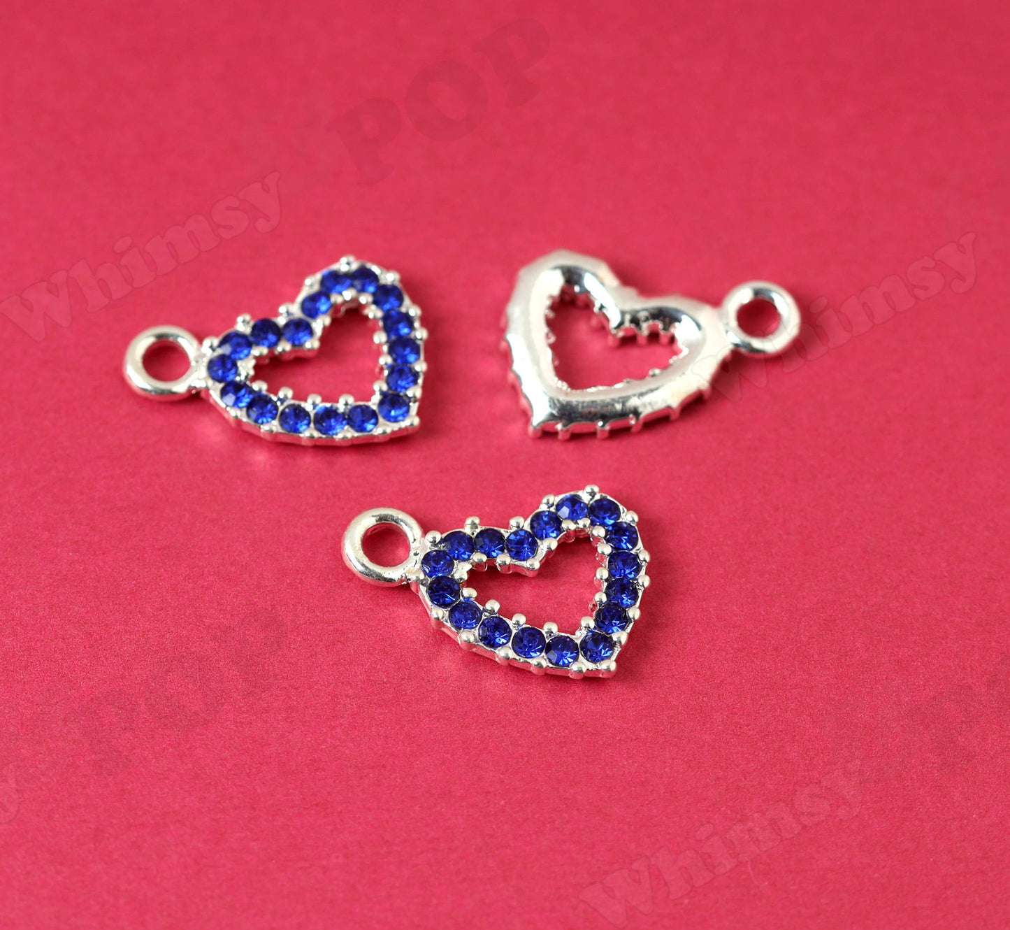 Blue Heart Charms in Many Colors for DIY Jewelry