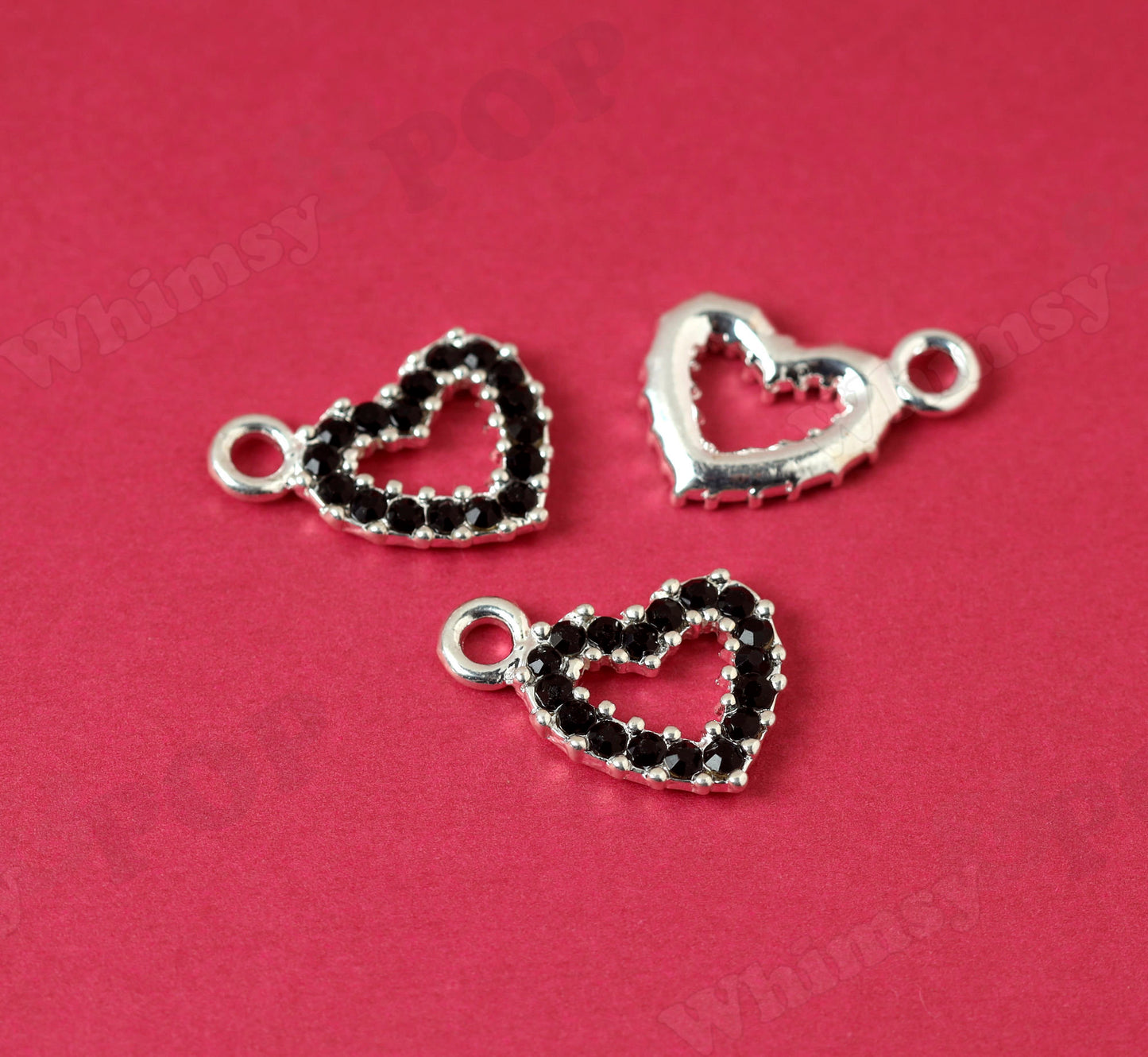 Black Heart Charms in Many Colors for DIY Jewelry