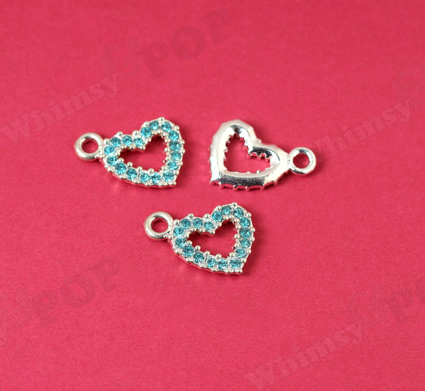 Aqua Heart Charms in Many Colors for DIY Jewelry