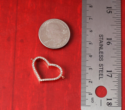 Rose Gold Plated Heart Connector Charm