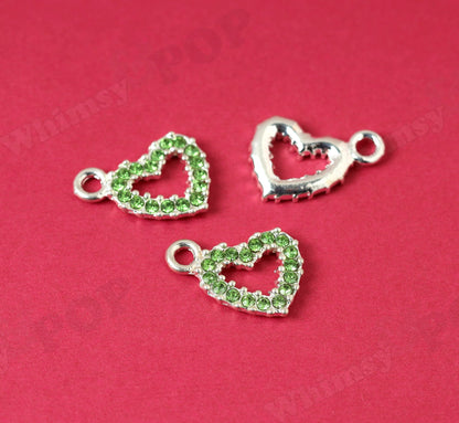 Green Heart Charms in Many Colors for DIY Jewelry