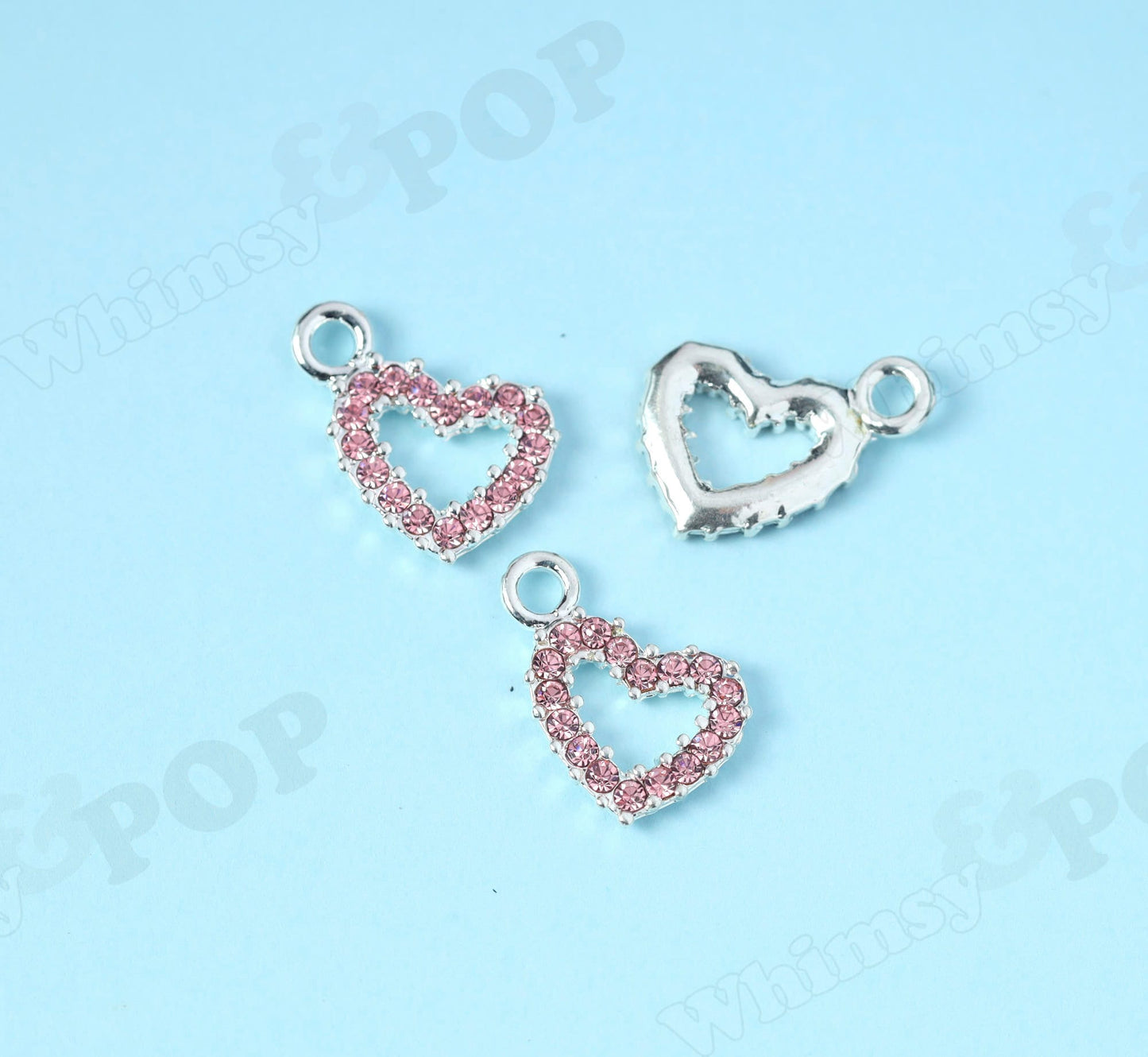 Pink Heart Charms in Many Colors for DIY Jewelry