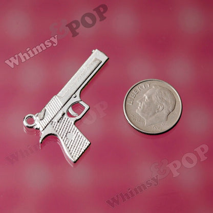 Handgun Revolver Pendant Charm, Police Charm, Military Charms (R6-183)