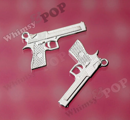 Handgun Revolver Pendant Charm, Police Charm, Military Charms (R6-183)