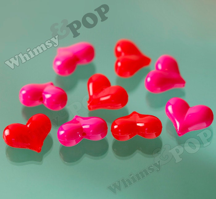 Chunky Heart Beads for DIY Jewelry