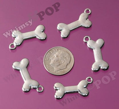 Doggie Bone Charms, Dog Bone Pendants, 15mm