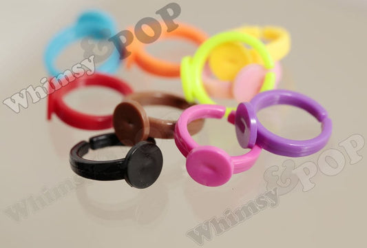 Colorful Acrylic Kid Sized Ring Blanks, Rainbow Ring Blanks, Colorful Rings, Kid Friendly Rings, , Kids Jewelry Blanks 9mm Glue Pad (R6-064)