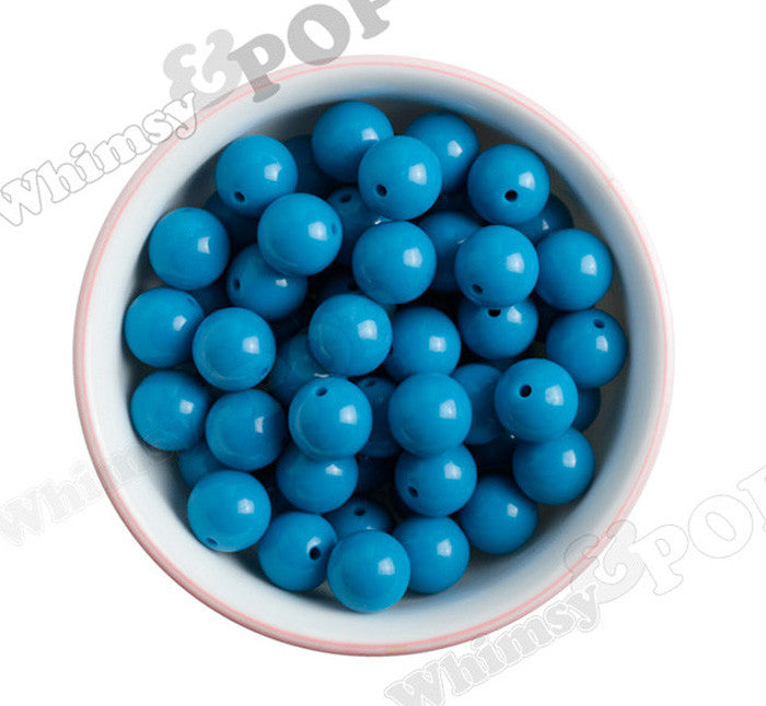 OCEAN BLUE 16mm Solid Gumball Beads - WhimsyandPOP