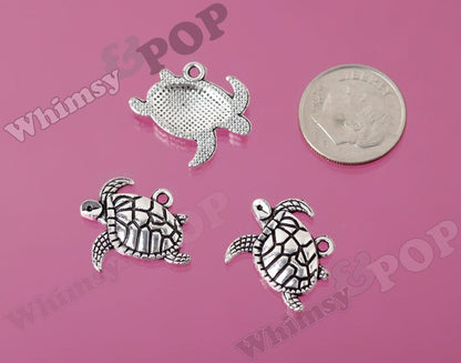Tortoise Turtle Little Turtle Silver Tone Alloy Tibetan Silver Charms(R8-174)