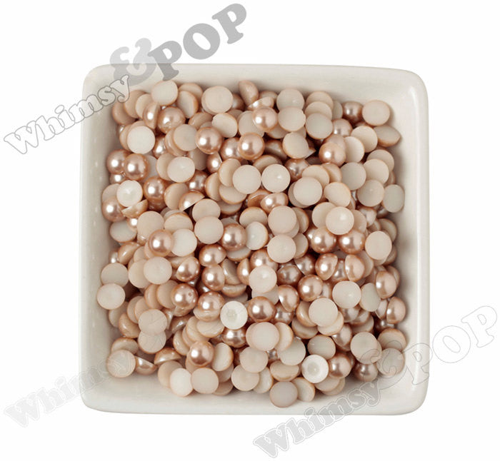 CHAMPAGNE 8mm Flatback Pearl Cabochons - WhimsyandPOP