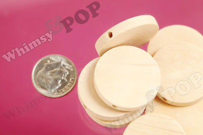 Chunky Plain Unfinished Disc Round Mod Wood Beads, Wood Beads, Wooden Beads, 25mm x 5mm, Hole: 2mm (C1-29)