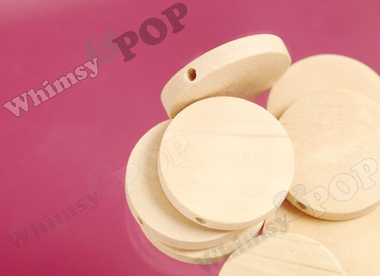 Chunky Plain Unfinished Disc Round Mod Wood Beads, Wood Beads, Wooden Beads, 25mm x 5mm, Hole: 2mm (C1-29)