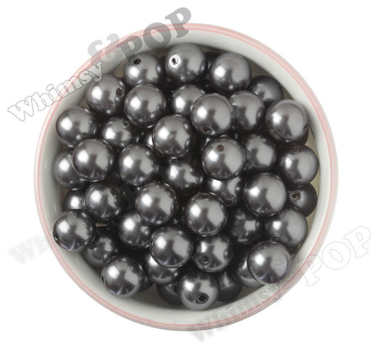 GRAY 16mm Metallic Pearl Gumball Beads - WhimsyandPOP