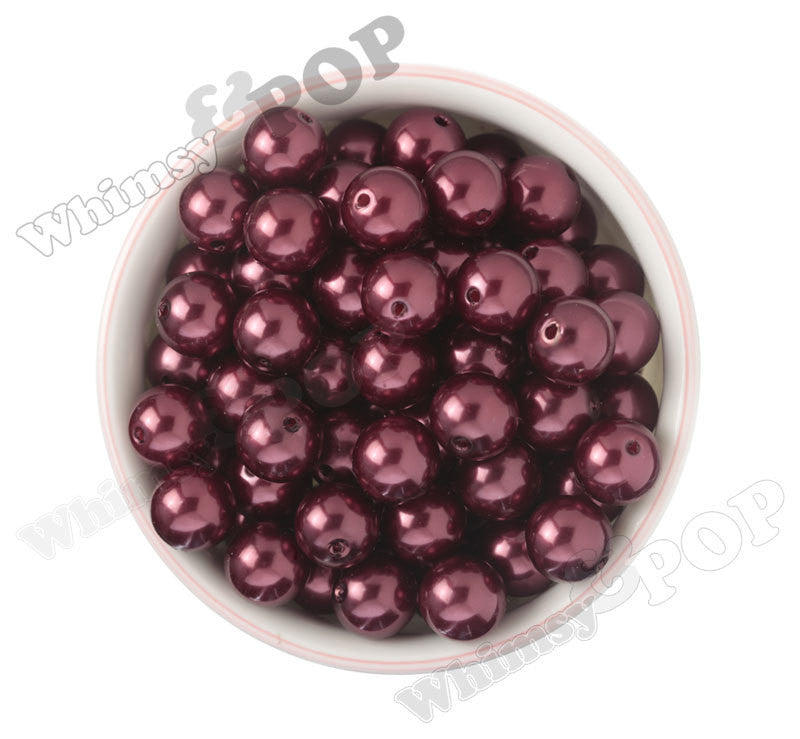 CRIMSON RED 16mm Metallic Pearl Gumball Beads - WhimsyandPOP