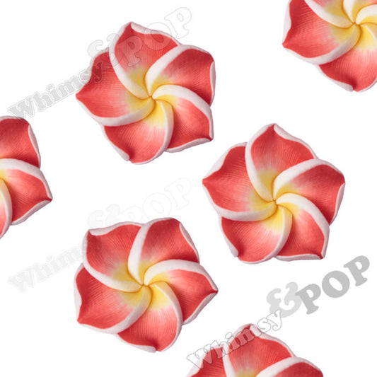RED 15mm Plumeria Flower Beads - WhimsyandPOP