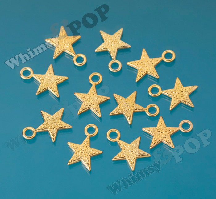 Gold and Silver Star Charms, Star Pendant, 20.5mm x 15mm (R9-094)